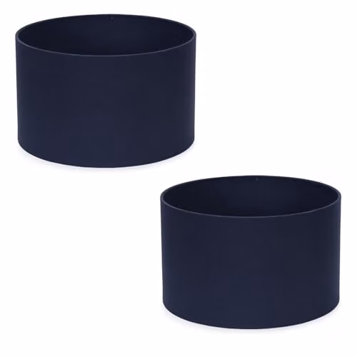 ValueLights Reni Pair of Navy Blue Fabric Drum Ceiling Lamp Shades with Reducer Ring, Width: 25 cm, Height: 15 cm – 6