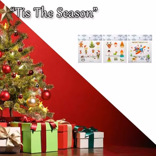 VFM e-Store Christmas Stickers in Multicolour, Varied Designs, W/D/H: 20 x 20 x 0.1 cm – 5