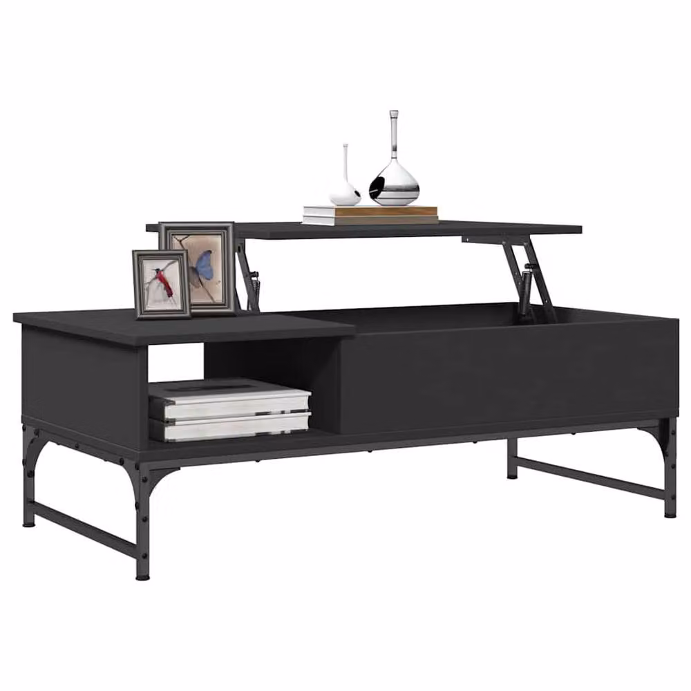 Berkfield Home Black Rectangular Coffee Table with Lift Mechanism, W/D/H: 100 x 50 x 35 cm – 4
