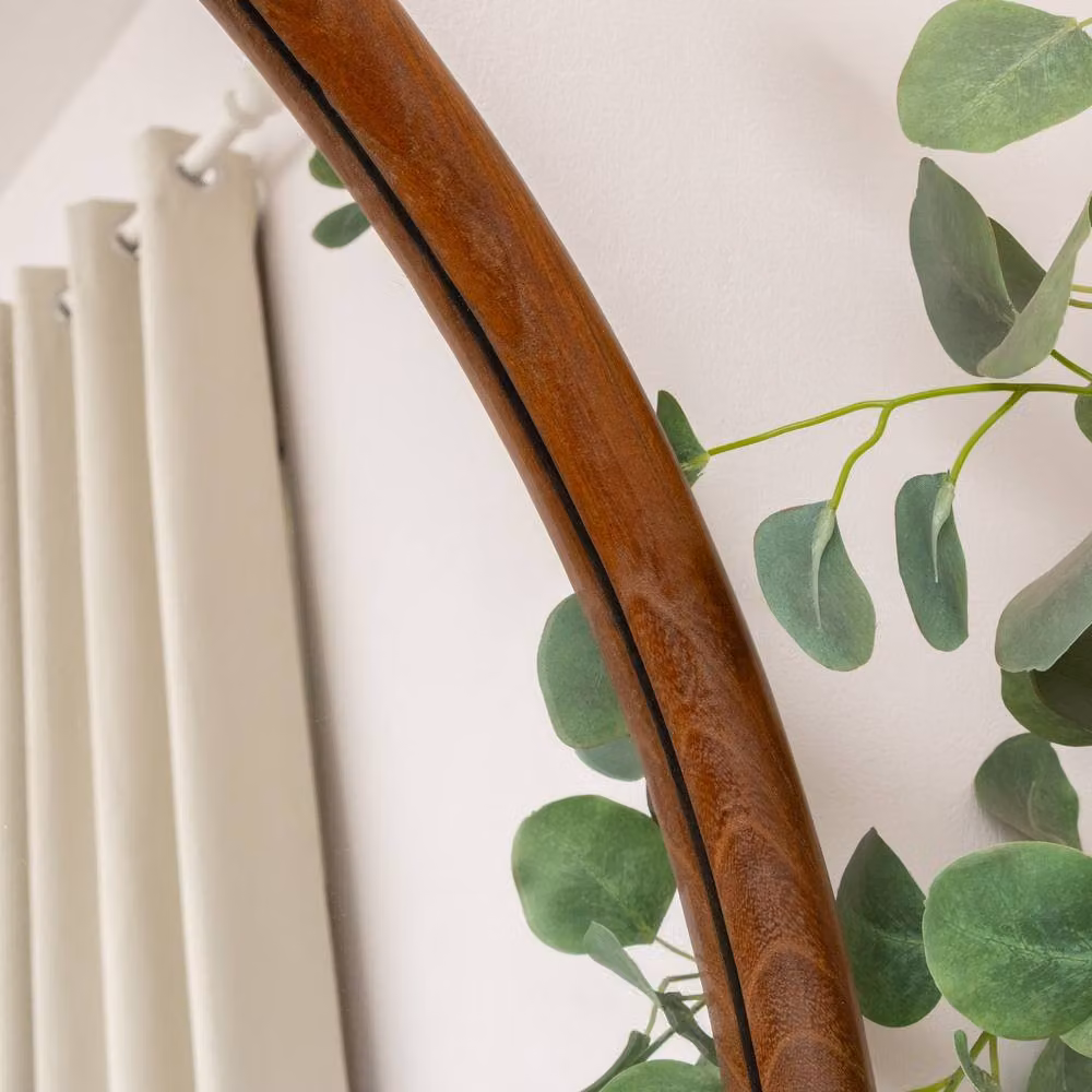 Melody Maison Ashwell Large Arched Leaner Mirror with Brown Walnut Wooden Frame, W: 90 cm, H: 158 cm – 2