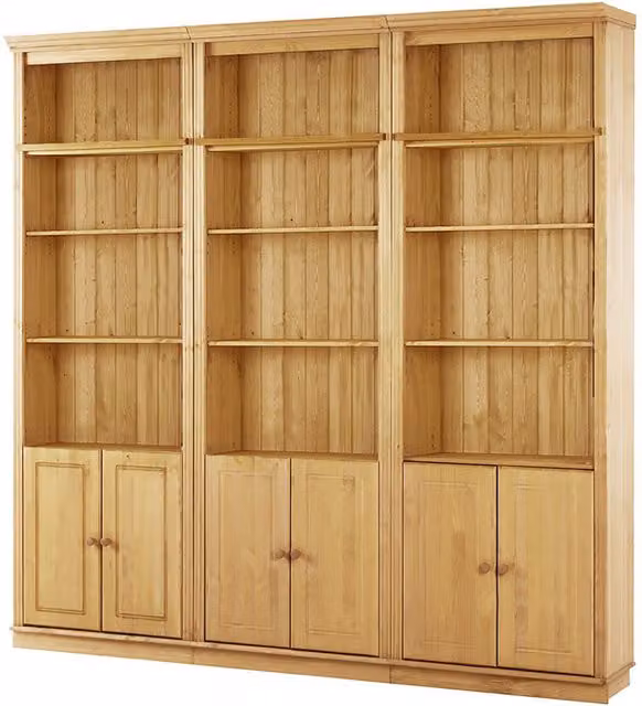 Dorel Anita Wall Unit B in Brown Waxed Wood with Open Shelves and Hinged Doors