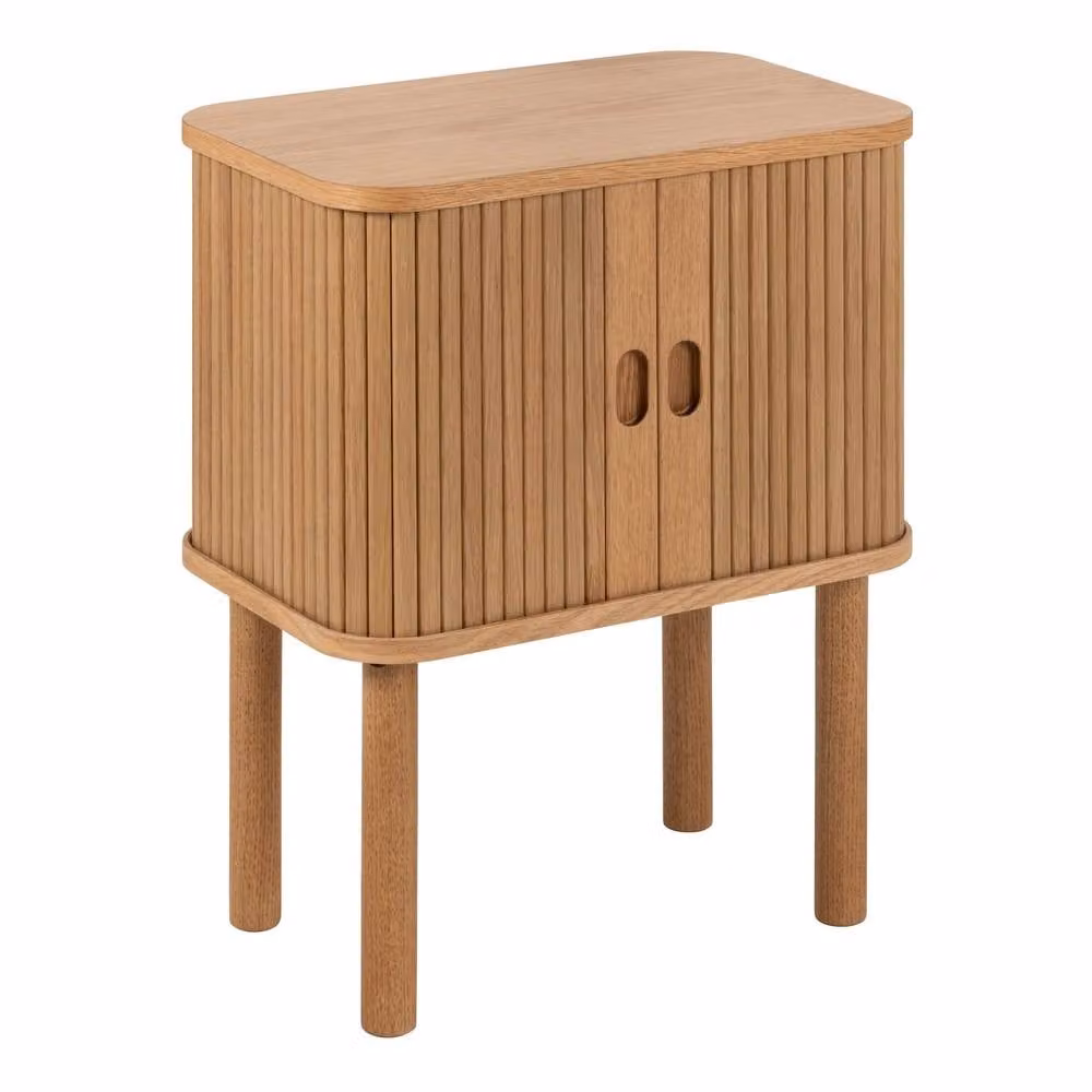 Wyld Haus Copenhagen Copenhagen Natural Oak Bedside Table with 2 Tambour Doors, W/D/H: 60 x 30 x 45 cm – 2