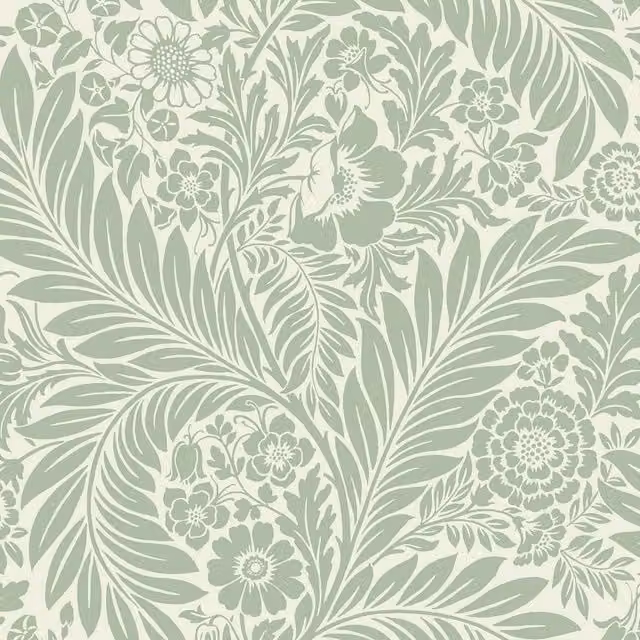 World of Wallpaper Florence Leaf Botanical Floral Art Nouveau Wallpaper in Green