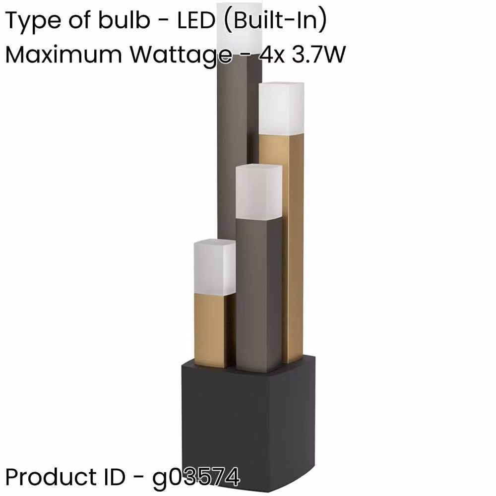 Loops 2 Pack Modern LED Table Lamps in Black, Brown and Gold/Brass with Included Bulbs – 2