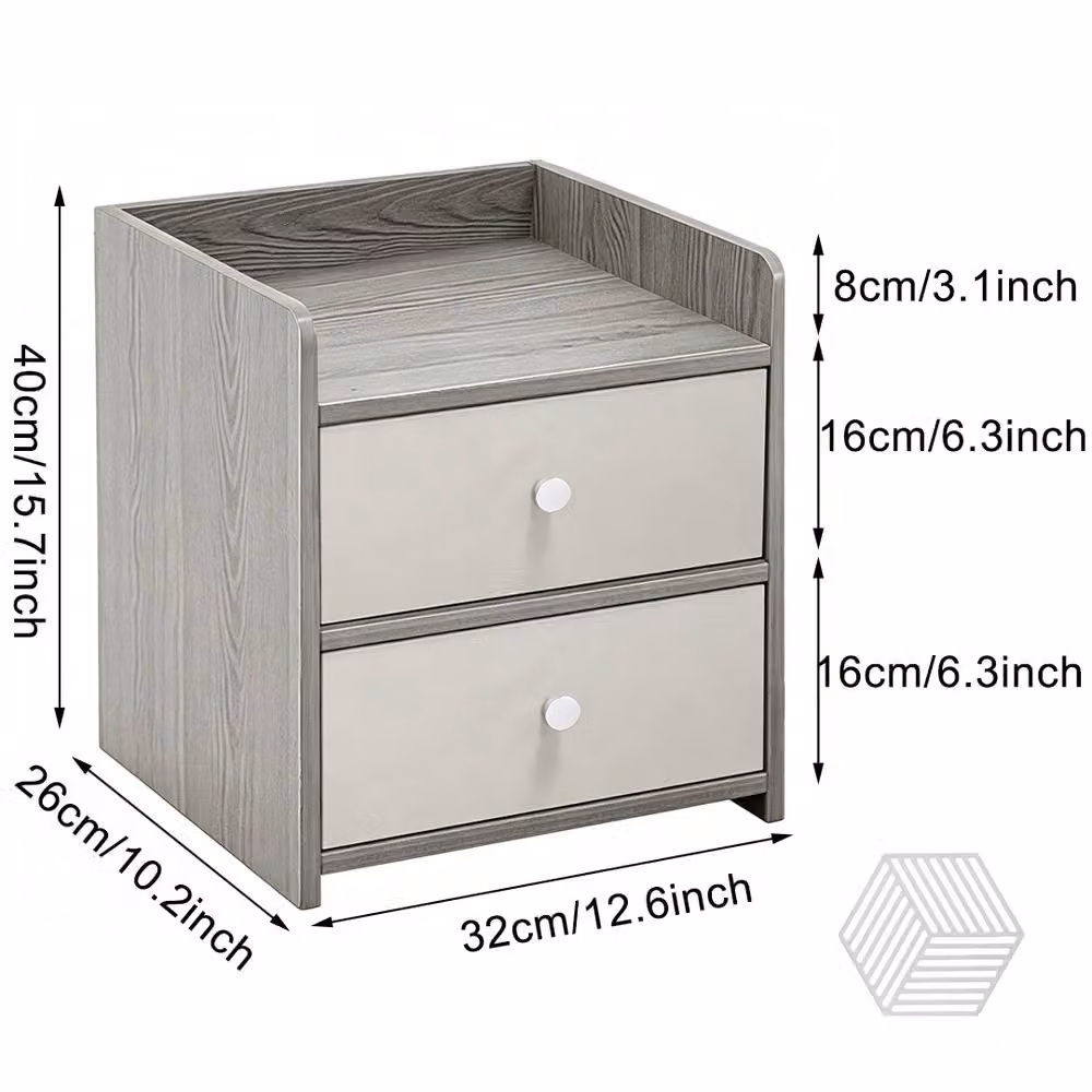FORGEVIO B-Bedside Cabinet Grey Modern Bedroom Storage Nightstand Side Table – 2