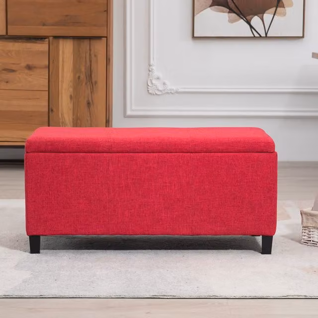 Artemis Home Henbury Fabric Storage Ottoman in Red
