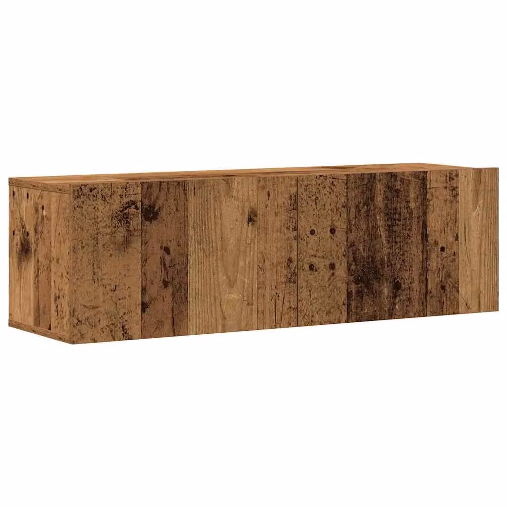 Berkfield Home Set of 4 Wall Mounted TV Cabinets in Old Wood Brown, W/D/H: 100 x 30 x 30 cm – 4