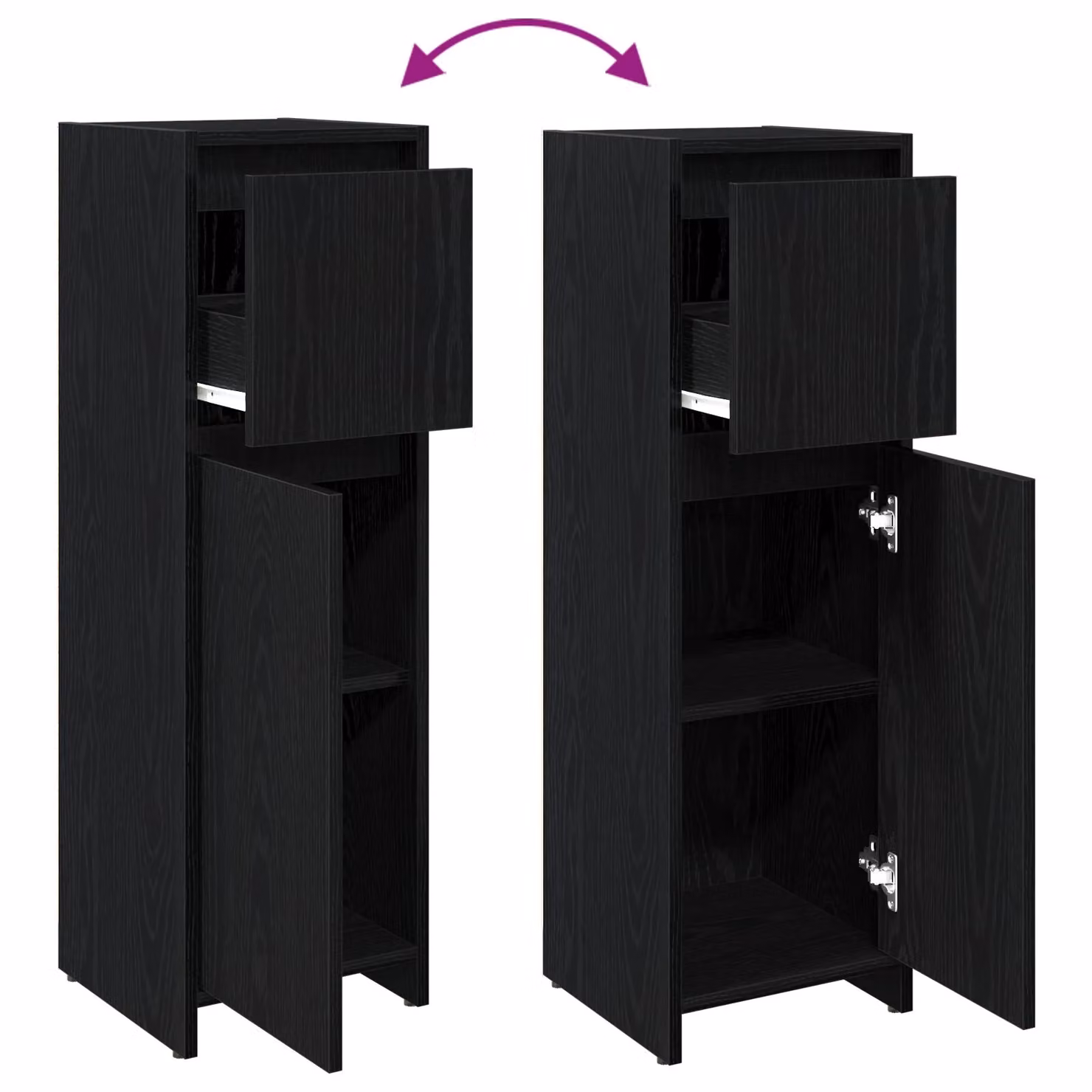 Berkfield Home Modern Black Oak Bathroom Cabinet, W/D/H: 30 x 30 x 95 cm – 3