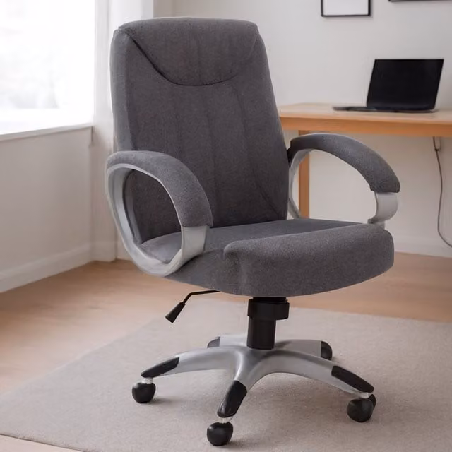 Orsina Ergonomic Grey Fabric Swivel Home Office Chair with Armrests W/D/H: 62.0 x 69.0 x 116.0 cm – 2