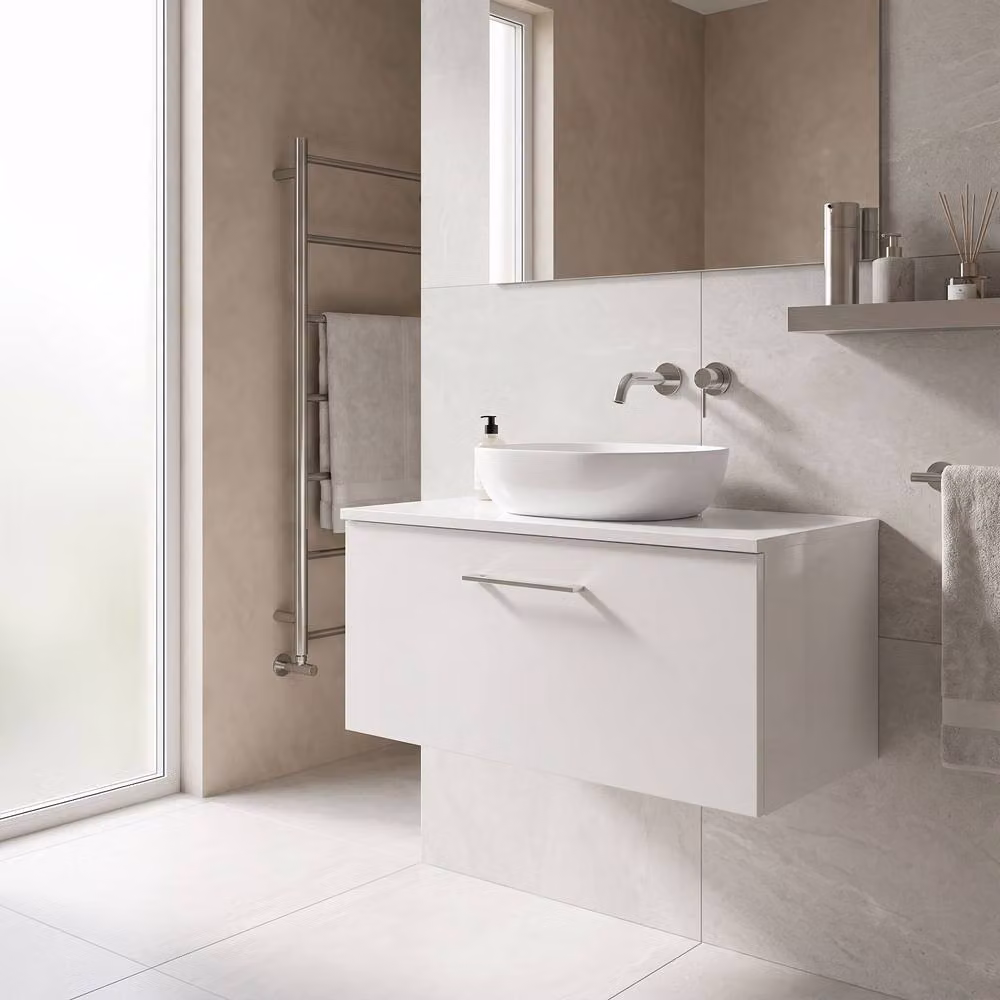 Balterley Gloss White Wall Mounted Single Drawer Bathroom Vanity Unit with Worktop W/D/H: 80.5 x 39.0 x 37.7 cm – 3