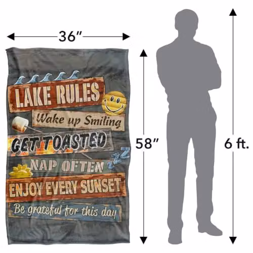 JQ Licensing Lake Rules Silky Touch Super Soft Fleece Throw Blanket, Multicolour, W/D/H: 91 x 147 cm – 2