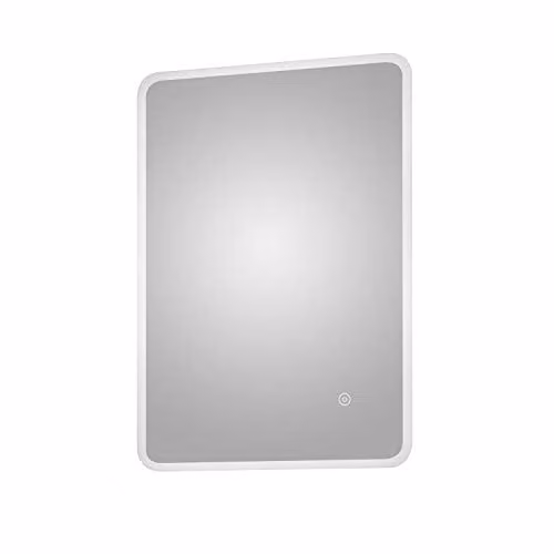 nuie LQ603 Lynx Modern Bathroom Wall Hung Ambient Lit LED Touch Sensor Mirror with Built In Demister Pad, W: 70 cm, H: 50 cm, White – 1