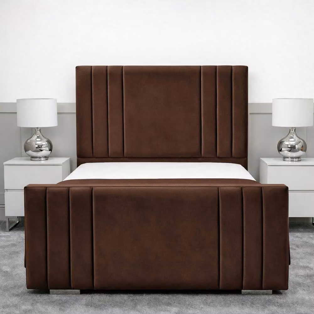 Living Comfort Bedz Canberra Brown Velvet Upholstered Gas Lift Storage Bed with 48 Inch Headboard, W/D/H: 90 x 190 cm, Single – 2
