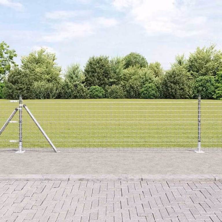 Berkfield Home Set of 52 Square Galvanised Steel Fence Posts, Silver, W/D/H: 3.2 x 3.2 x 50 cm