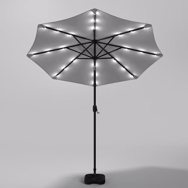 Lifeideas Solar 24 LED Cantilever Parasol with Fillable Base in Light Grey