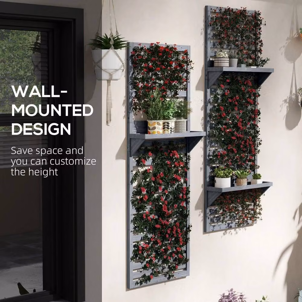 NESTLUNE Set of 2 Wall Mounted Plant Stands in Grey, W/D/H: 100 x 15 x 15 cm – 2