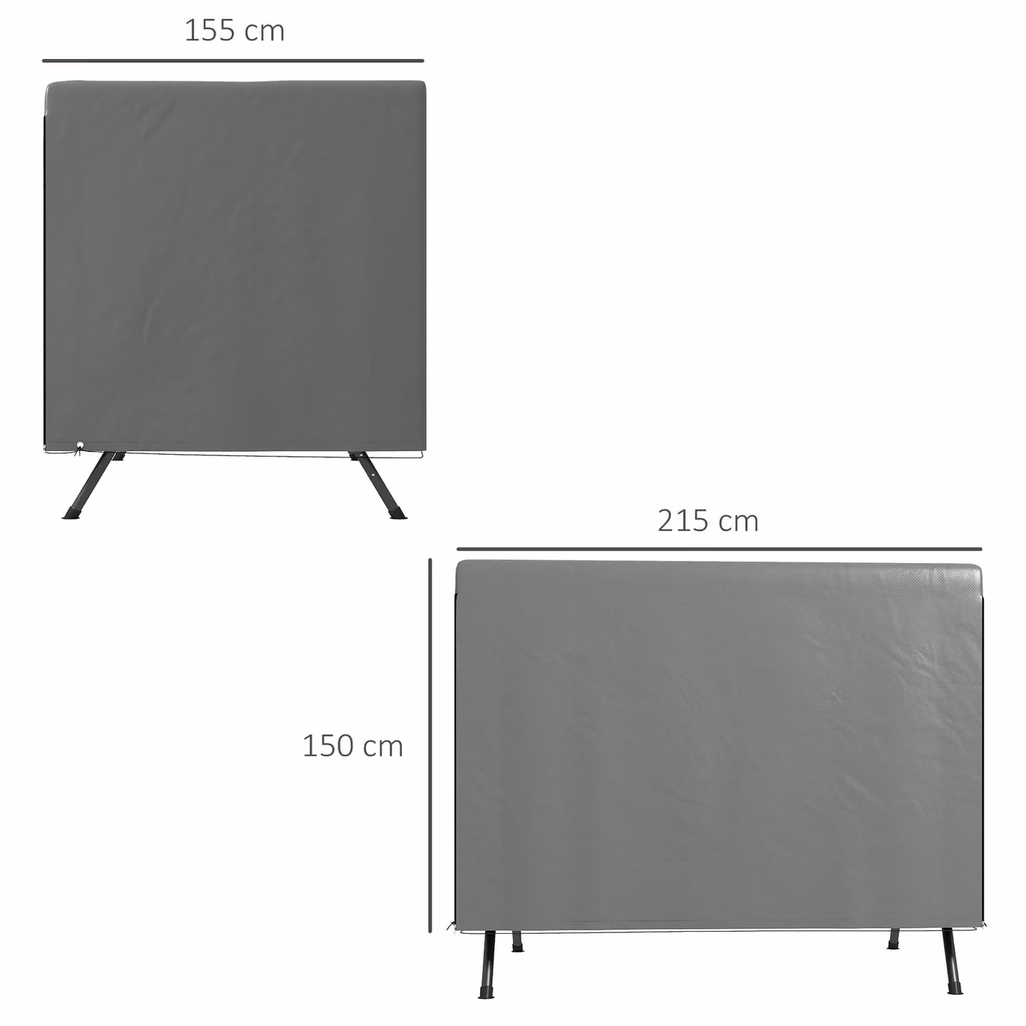 Outsunny 3 Seater Patio Swing Chair Bench Cover, Dark Grey, W: 155 cm, D: 215 cm, H: 150 cm – 4