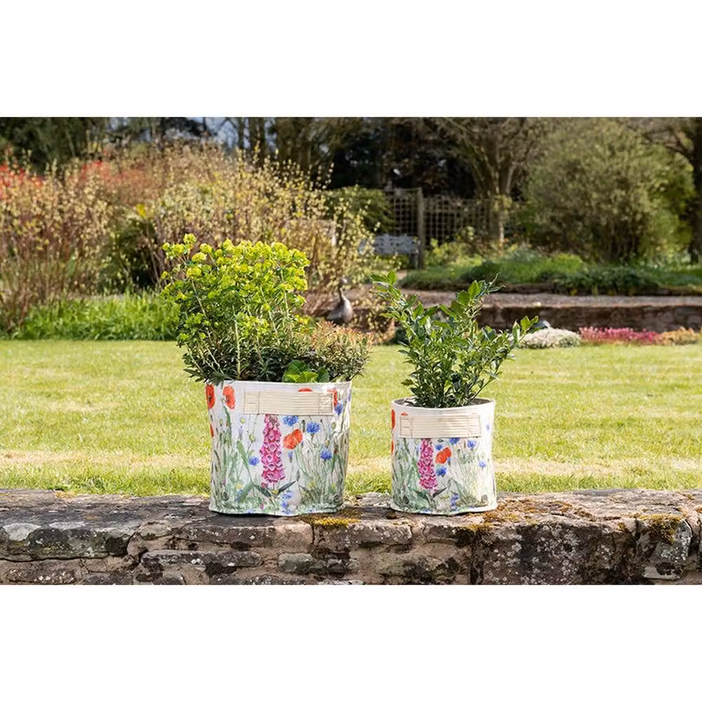 Jardinopia Iona Buchanan Meadow Fabric Planter Pot, Beige and Multicolour, W: 45 cm, D: 45 cm, H: 27 cm – 2