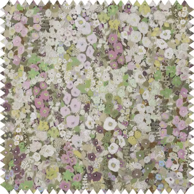 House of Hackney Hollyhocks Organic Cotton Linen Meadow Green Multicolour Fabric