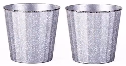 Garden Gear Steel Effect Planter, Silver, Diameter: 32 cm – 1