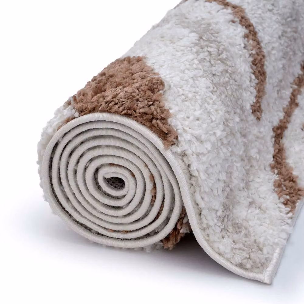 THE RUGS Moodi Abstract Design Shaggy Soft High Pile Living Room Rug in Terracotta, W: 80 cm, L: 150 cm – 3
