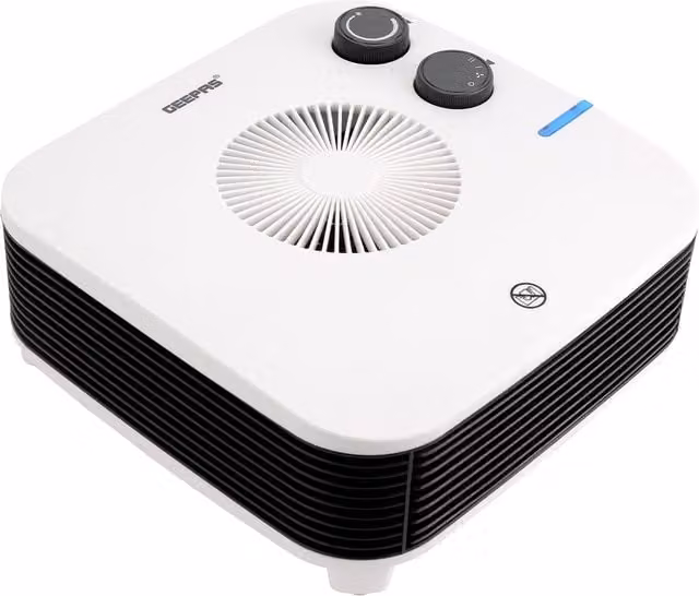 Geepas 2000W Fan Heater with Thermostat and Overheat Protection in White