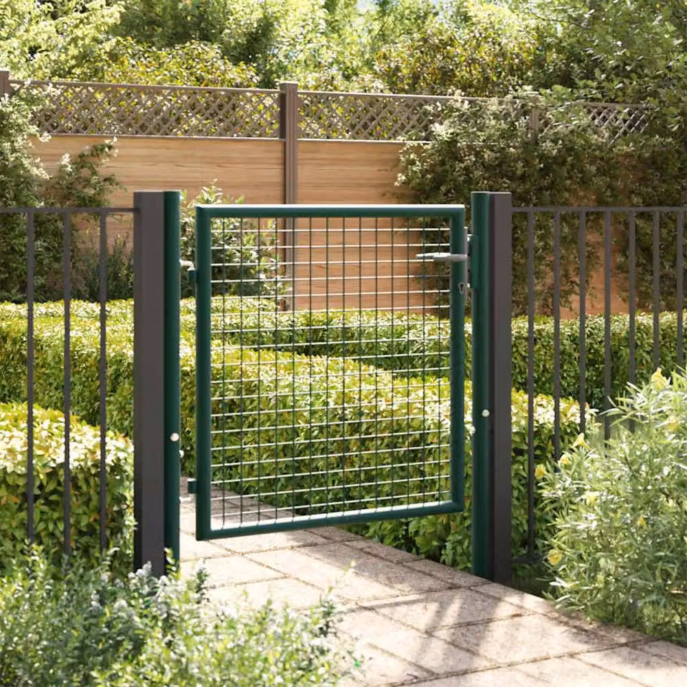 Berkfield Home Green Steel Single Swing Fence Gate W: 100 cm, H: 75 cm – 2