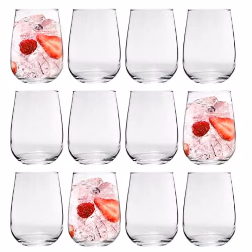 LAV Gaia Stemless Wine Glasses, Transparent, 590ml, Pack of 12 – 1