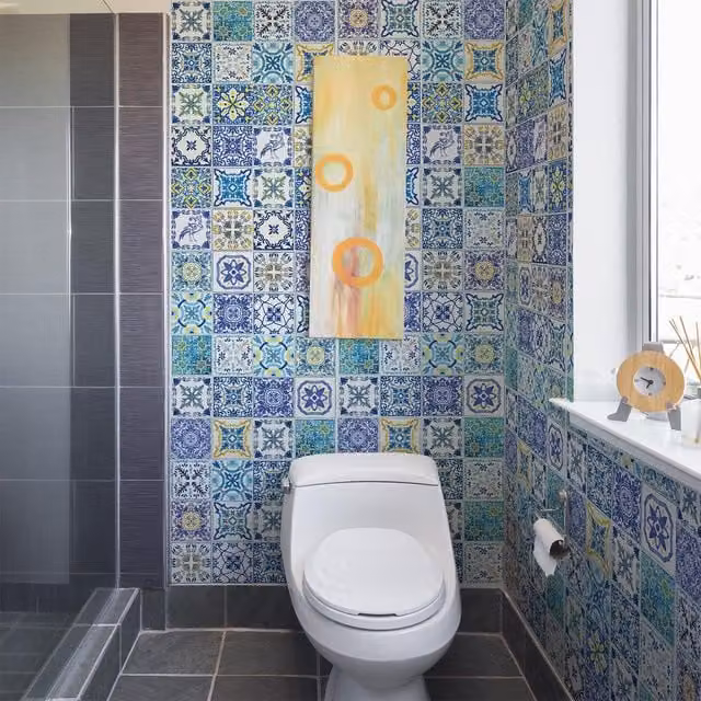 Walplus Blue Wall Tile Stickers, 12 Pack, 20 x 20 cm