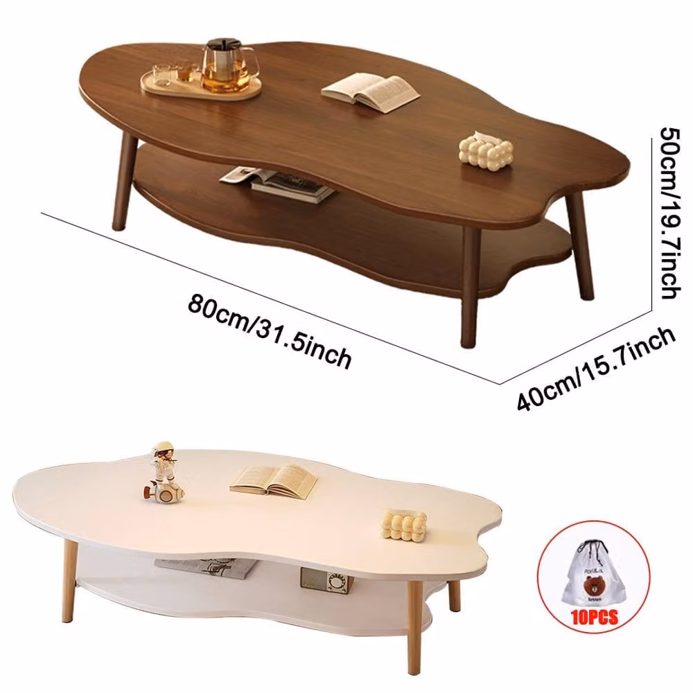 Kelvenix Brown Modern Oval Coffee Table with Composite Wood Top – 2
