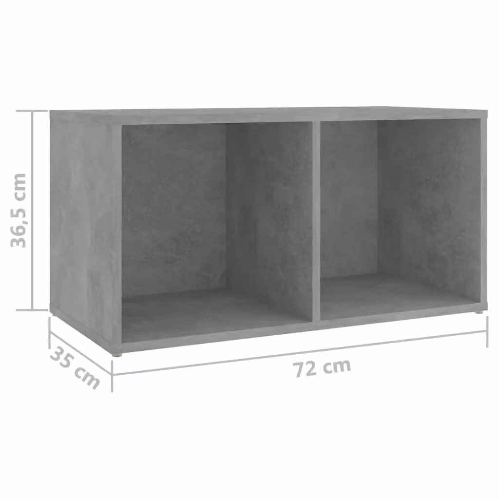 Berkfield Home Set of 2 Classic TV Cabinets in Concrete Grey, Engineered Wood, W/D/H: 72 x 35 x 36.5 cm – 5