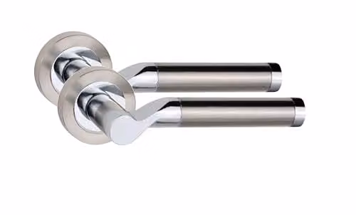 Golden Grace Titan Door Handles with Rose Latch Set in Duo Chrome Gold and Silver Finish