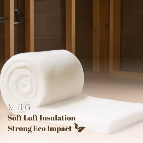 MHG Living Eco Thermal Polyester Loft and Wall Insulation Roll, White, W: 37 cm, T: 5 cm, L: 8 m – 2