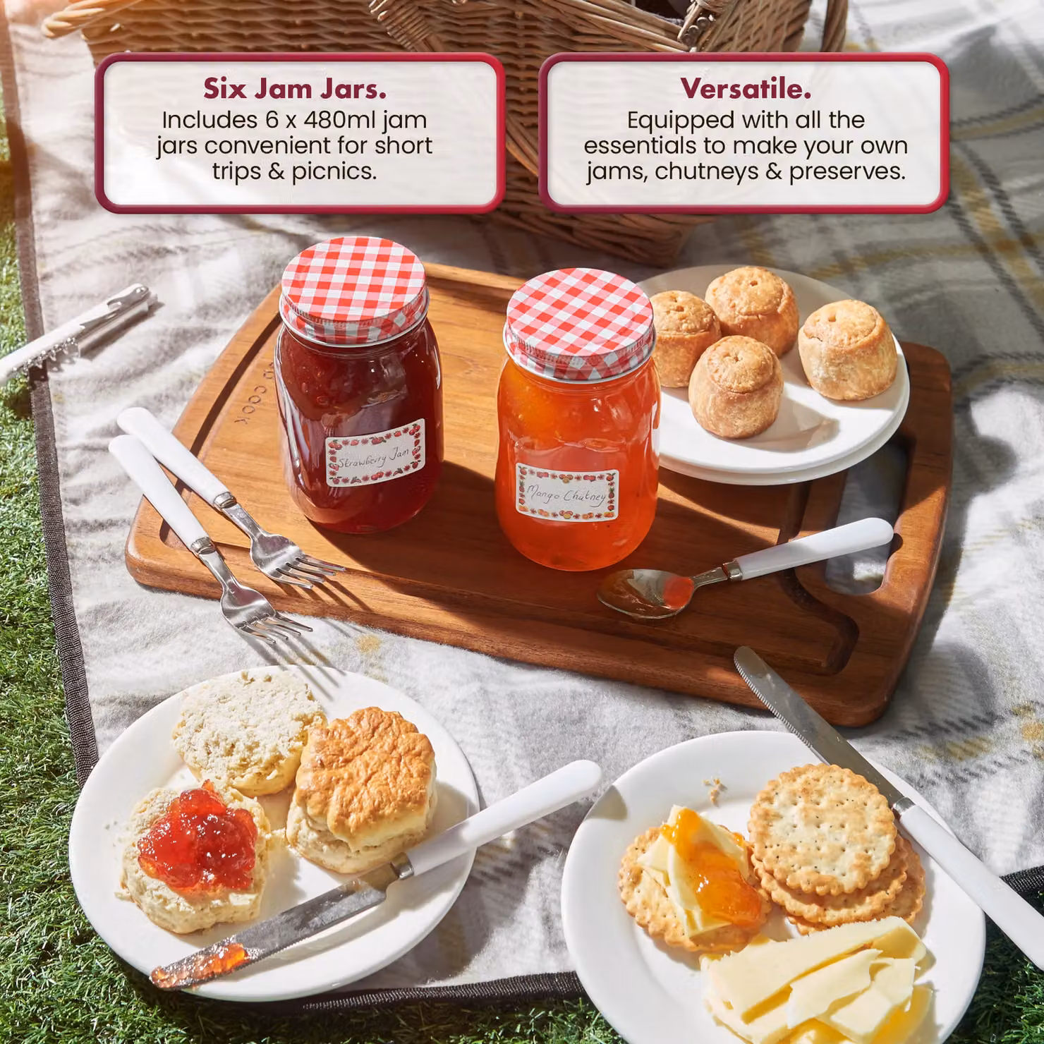 VonShef Jam Making Kit Starter Set in Silver, including 6 Glass Jars with Lids, Induction Hob Safe Maslin Pan, Thermometer and Spoon for Homemade Jams, Chutneys and Preserves – 3