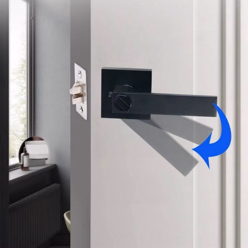 Kelvenix Black Aluminium Alloy Internal Door Latch and Lever Handle Set with Keys for Bathroom or Bedroom Doors – 5