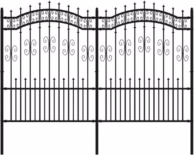 Berkfield Home Spear Top Garden Fence, Black Powder-coated Steel, Height: 190 cm – 1