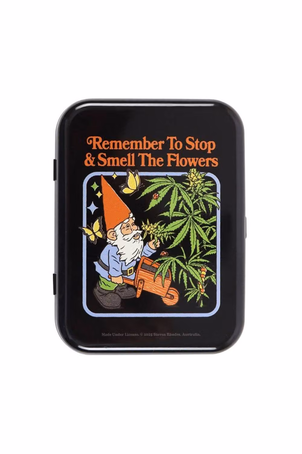 KDMD Smell the Flowers Gnome Stash Tin by Steven Rhodes, Black Discreet Storage Tin – 2