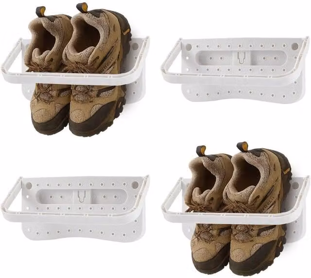 Kelvenix White Wall Mounted Foldable Plastic Shoe Rack – 1