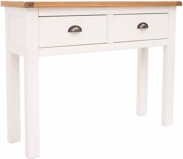 Cabinet Bits Lovere Off-White 2 Drawer Console Table with Brass Cup Handles