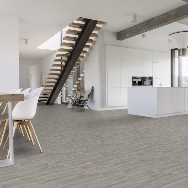 Komscape Modern Grey Wood Look Plastic Plank Flooring
