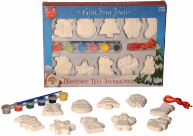 KDMD Paint Your Own Ceramic Christmas Hanging Decorations, 10 Pack, Light Sand – 1