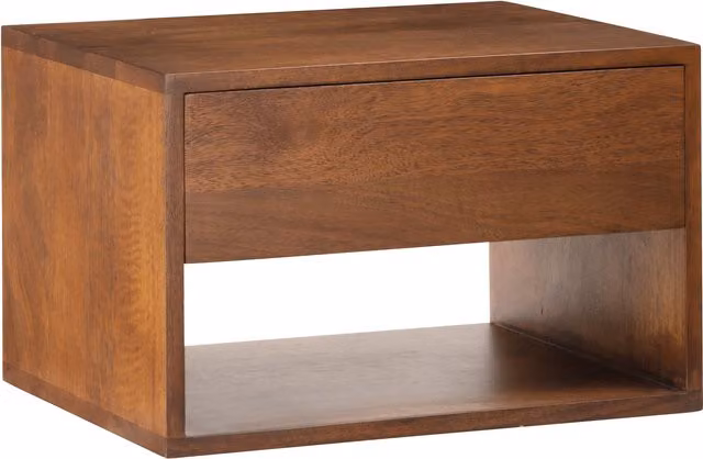 MH London Scandinavian Wall Mounted Walnut Bedside Nightstand in Brown