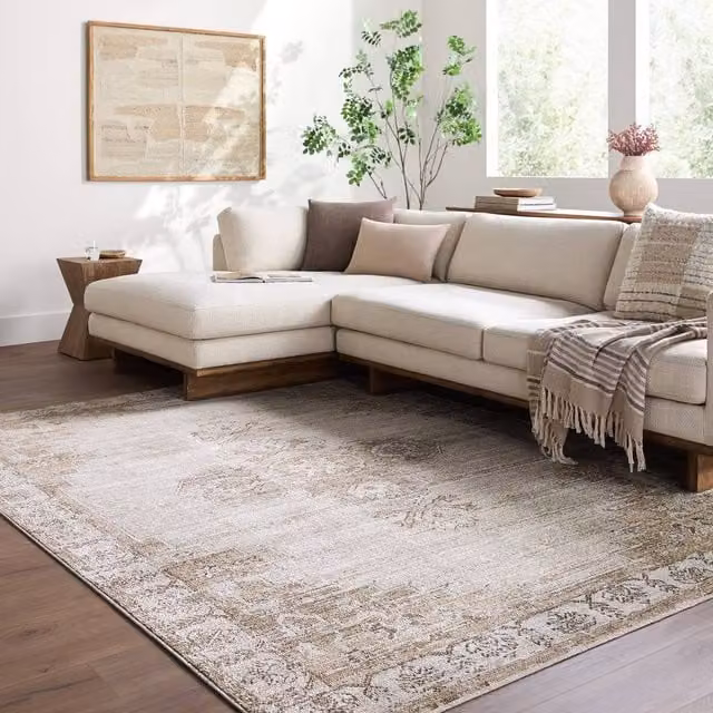 Livabliss Fifth Avenue Vintage Boho Living Room Rug in Brown, White, Grey and Beige, W: 200 cm, D: 275 cm – 1