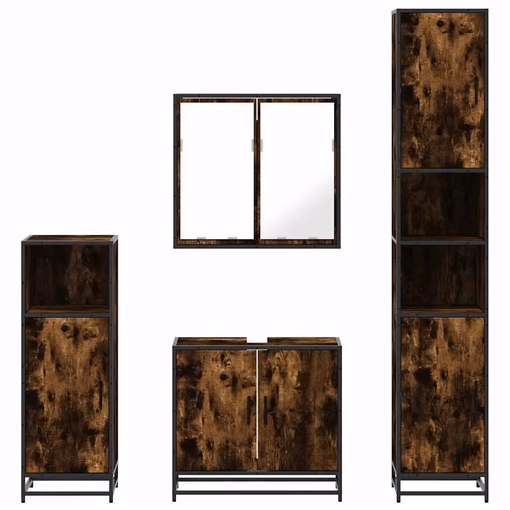 Berkfield Home 4-Piece Industrial Bathroom Furniture Set in Smoked Oak Brown – 5