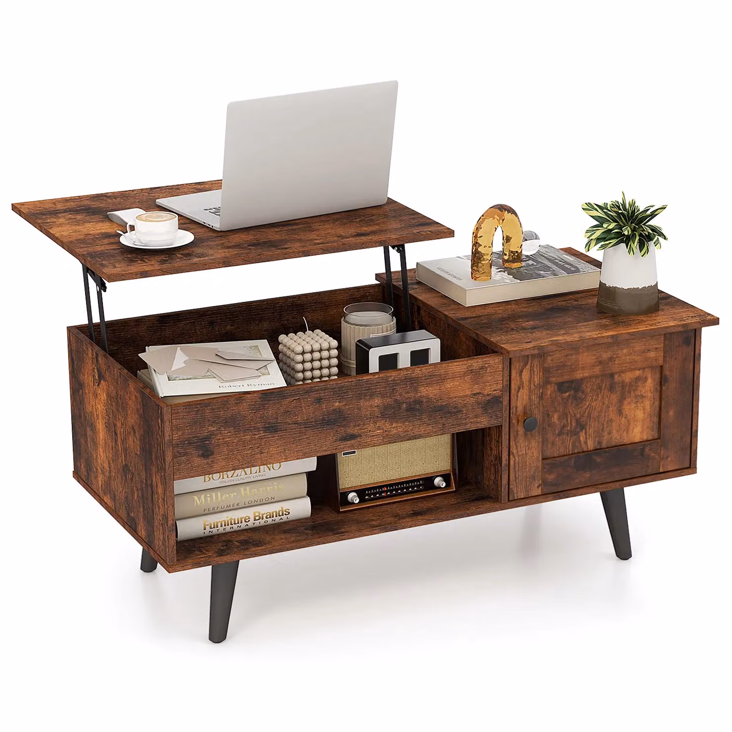 Costway Lift Top Coffee Table with Storage Cabinet in Brown – 2