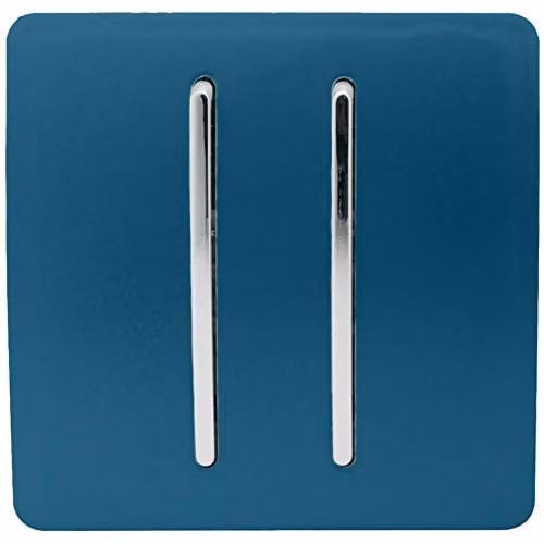Trendi 2 Gang Modern Retractive Home Automation Switch in Midnight Blue and Chrome