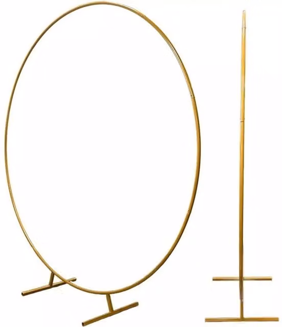 Nordara Gold Round Metal Hoop Balloon Arch Backdrop for Weddings and Parties