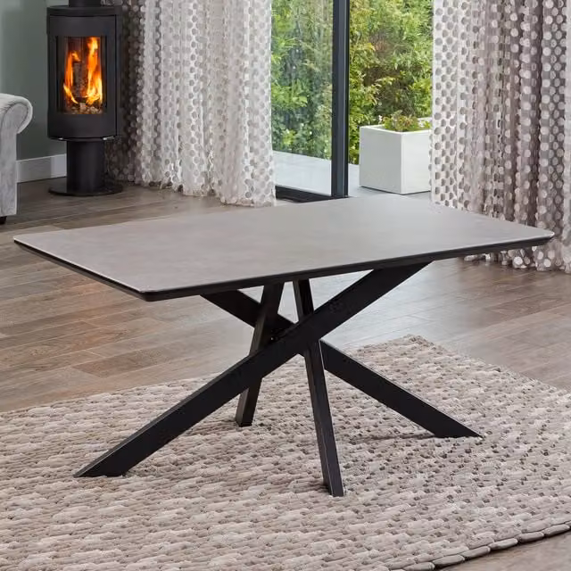 Artemis Home Farnese Modern Rectangular Ceramic Dining Table in Grey and Black, W: 180 cm x D: 90 cm x H: 75 cm