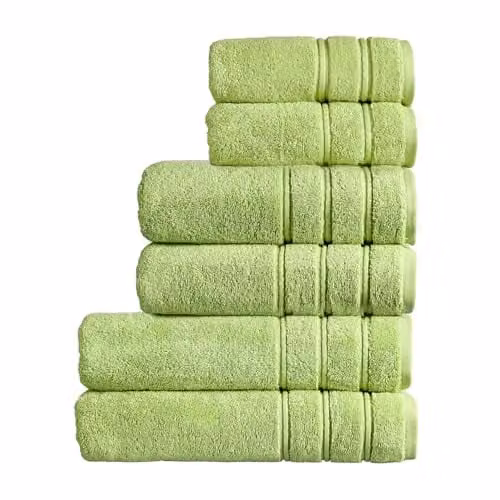 Christy Antalya 6 Piece Luxury Family Towel Set in Green, 100% Turkish Cotton, 600GSM – 1