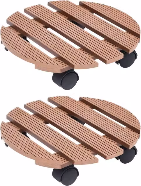 Berkfield Home WPC Plant Trolleys, 2 Pack, Brown, W: 30 cm, D: 7.5 cm